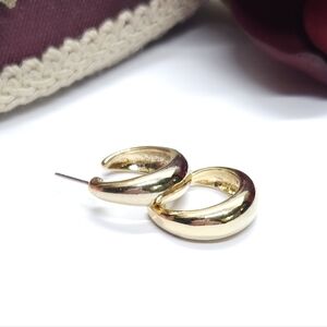 Vintage Gold Plated Chunky Hoop Earrings Designer Hoop Earrings